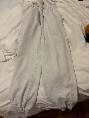 Brandy Cozy Elastic-Waist Gray Sweatpants